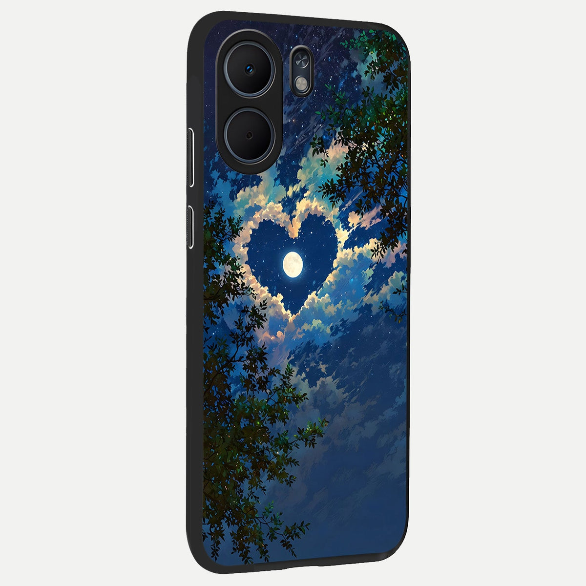  Heart With Moon Sky back cover For Oppo A5x 5G slim fit glass case with vibrant aesthetic design