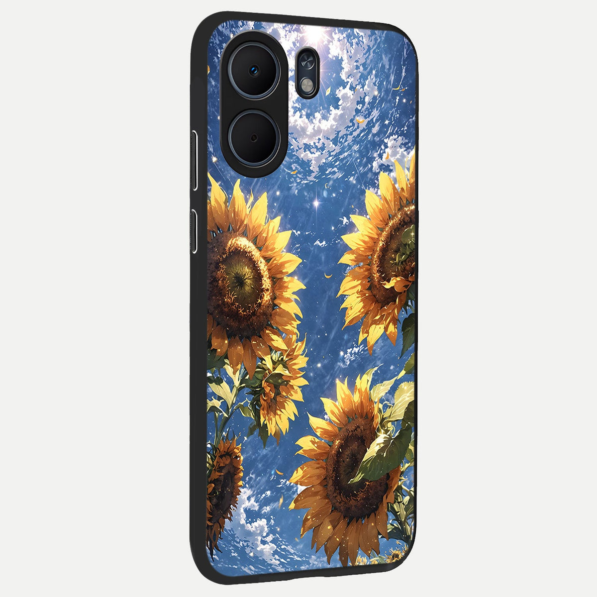  Heavenly Sunflower Rise back cover For Oppo A5x 5G slim fit glass case with vibrant aesthetic design