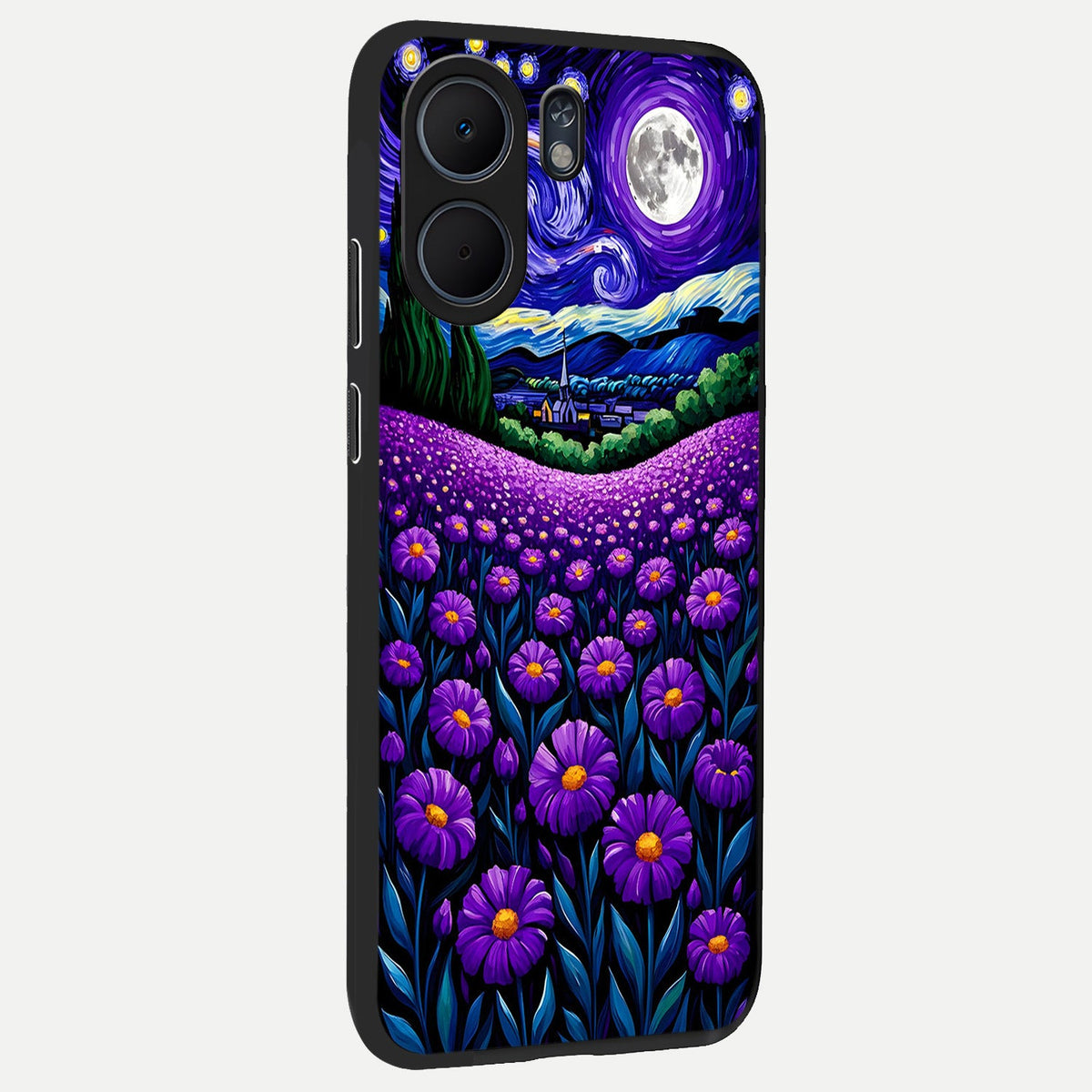  Lavender Moon Field back cover For Oppo A5x 5G slim fit glass case with vibrant aesthetic design