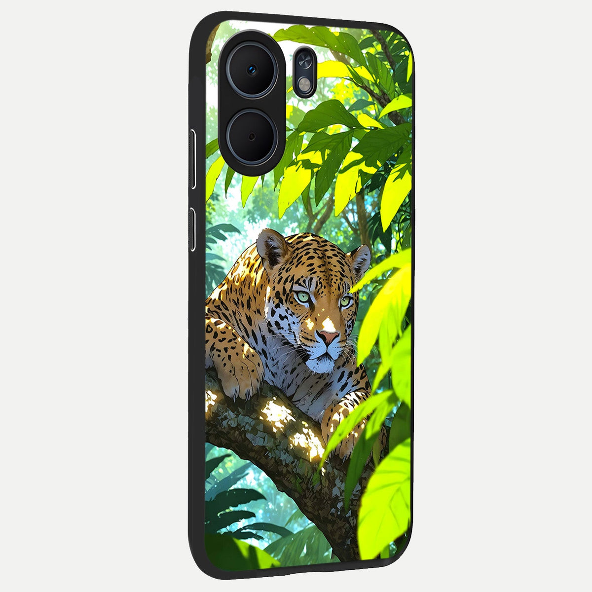  Leopard in Jungle back cover For Oppo A5x 5G slim fit glass case with vibrant aesthetic design