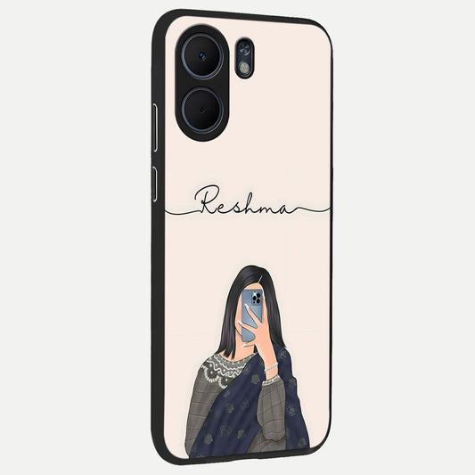  Mirror Mood Muse With Custom Name back cover For Oppo A5x 5G slim fit glass case with vibrant aesthetic design
