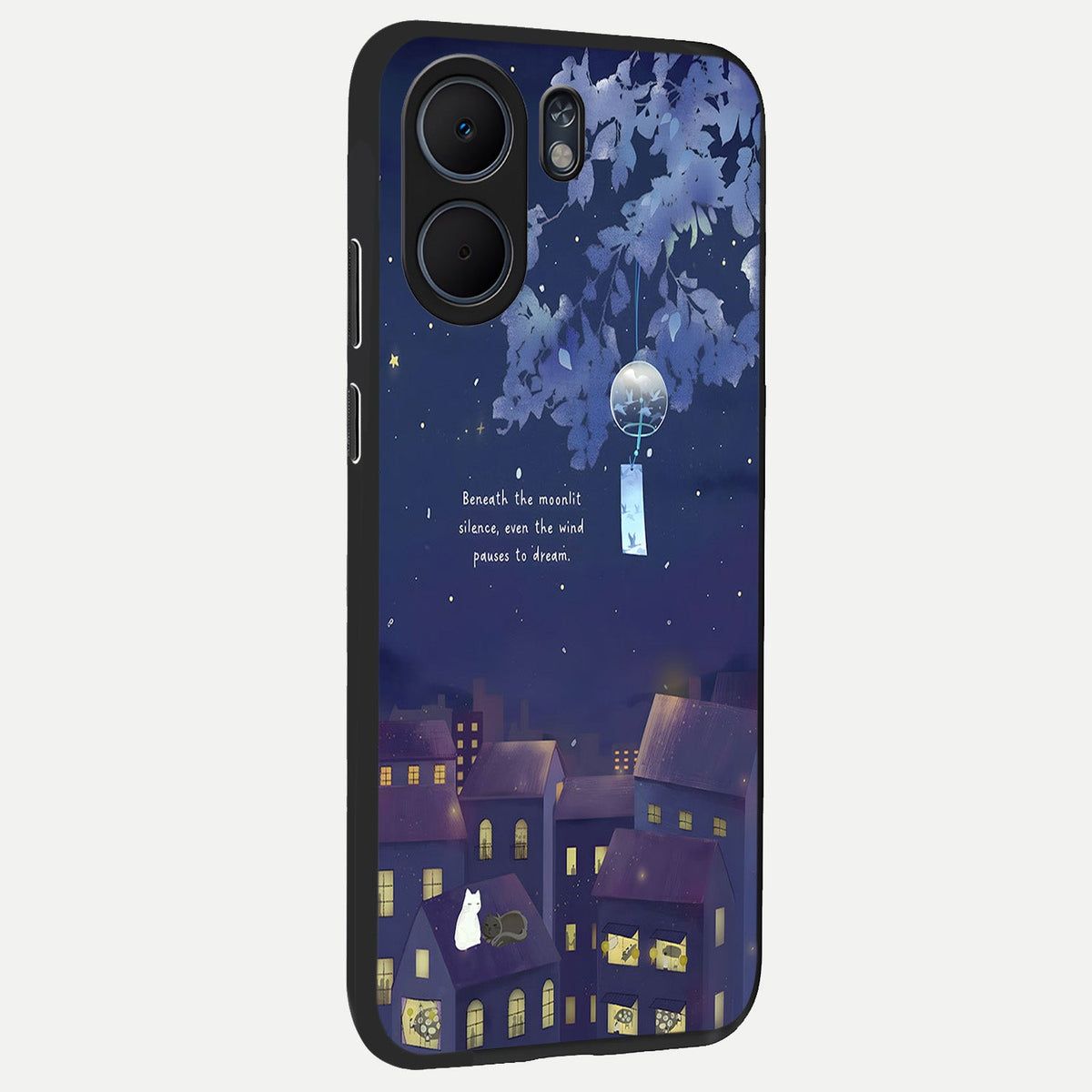  Moonlit Cat Silence back cover For Oppo A5x 5G slim fit glass case with vibrant aesthetic design