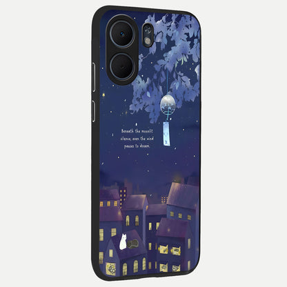  Moonlit Cat Silence back cover For Oppo A5x 5G slim fit glass case with vibrant aesthetic design