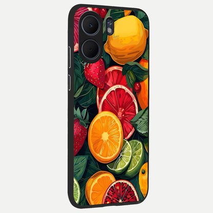  Multiple Fruits back cover For Oppo A5x 5G slim fit glass case with vibrant aesthetic design