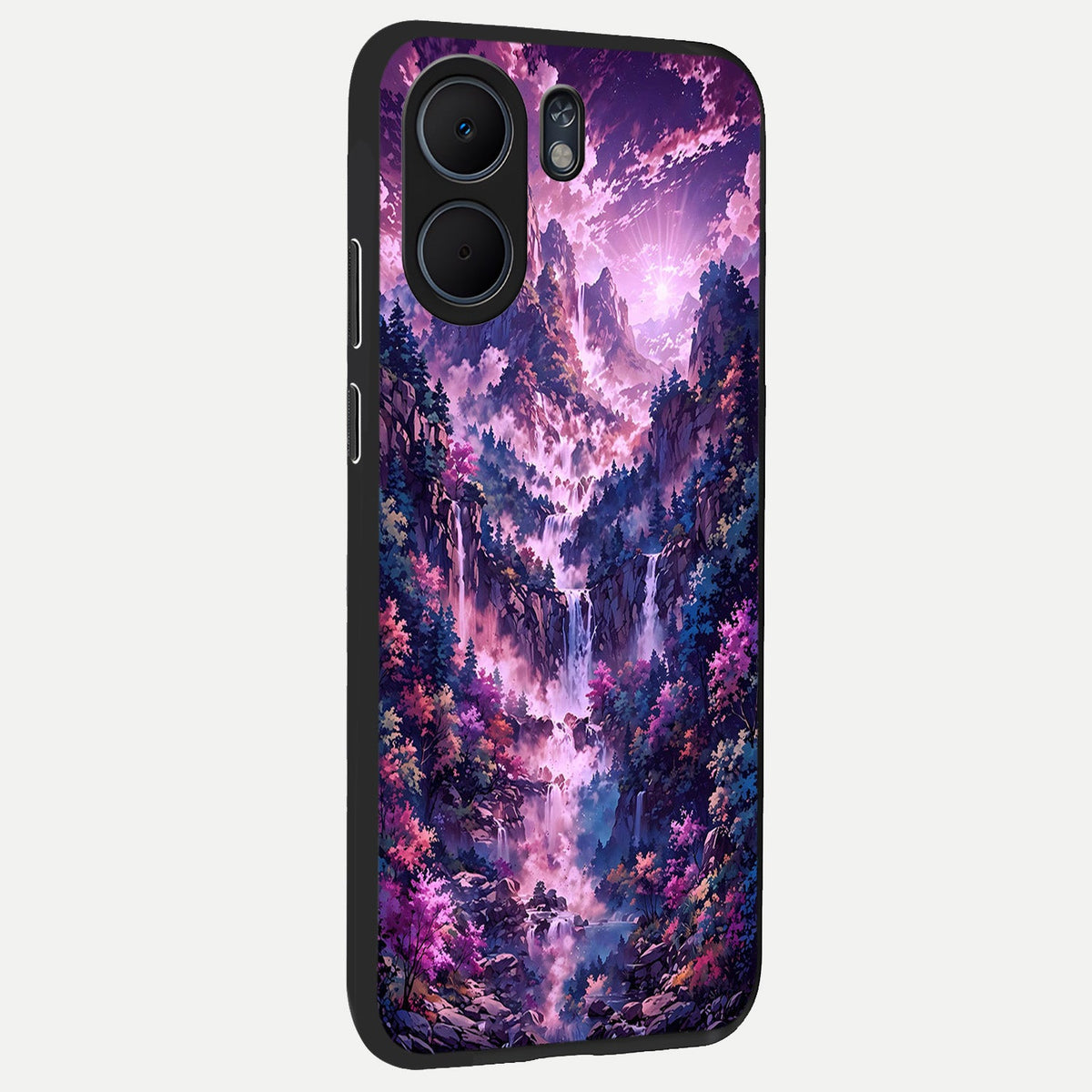  Mystic Cascade Peaks back cover For Oppo A5x 5G slim fit glass case with vibrant aesthetic design