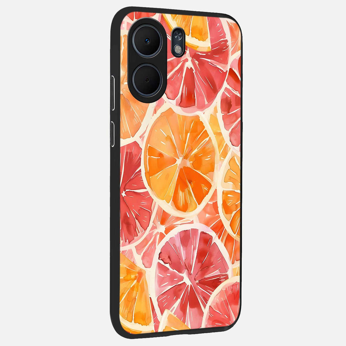  Orange Fruits Pattern back cover For Oppo A5x 5G slim fit glass case with vibrant aesthetic design
