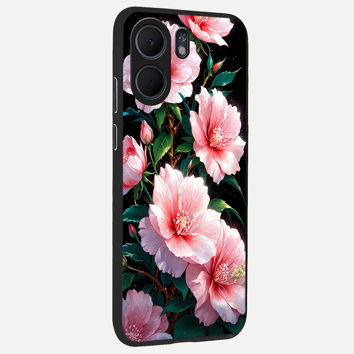 Peach Flower back cover For Oppo A5x 5G slim fit glass case with vibrant aesthetic design