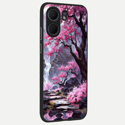  Pink Sunflower Glow back cover For Oppo A5x 5G slim fit glass case with vibrant aesthetic design