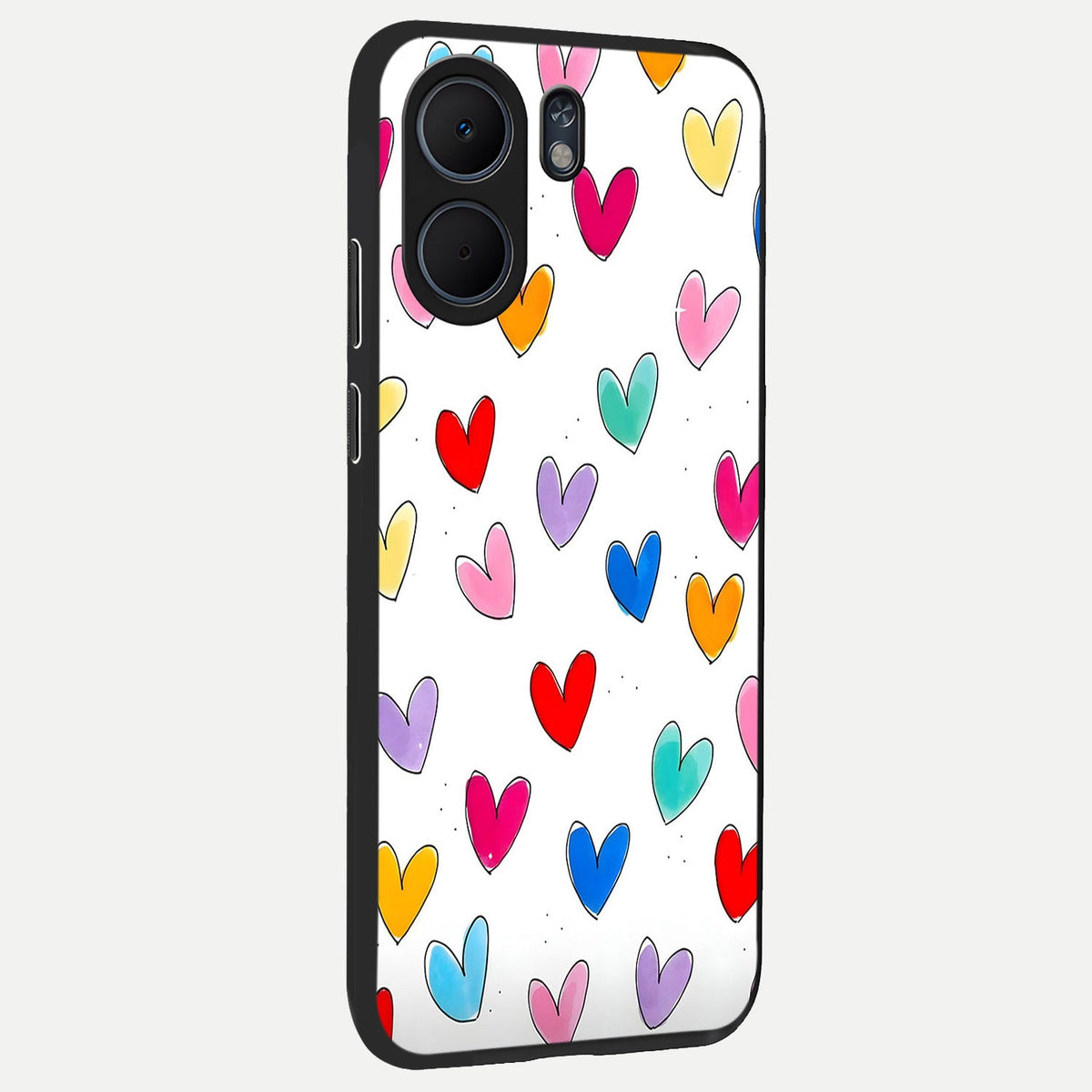  Playful Love Doodles back cover For Oppo A5x 5G slim fit glass case with vibrant aesthetic design
