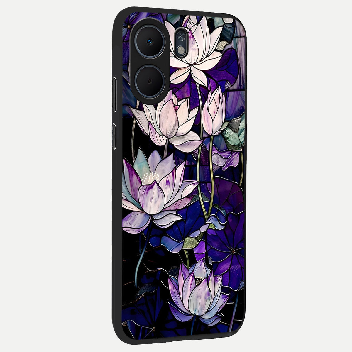  Purple Lotus Pattern back cover For Oppo A5x 5G slim fit glass case with vibrant aesthetic design