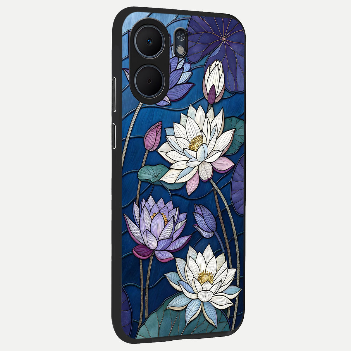  Purple Lotus Stained back cover For Oppo A5x 5G slim fit glass case with vibrant aesthetic design