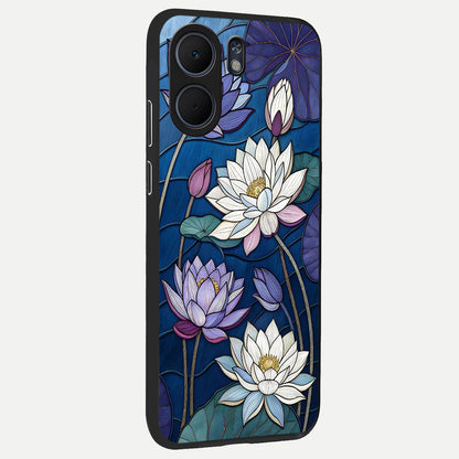  Purple Lotus Stained back cover For Oppo A5x 5G slim fit glass case with vibrant aesthetic design