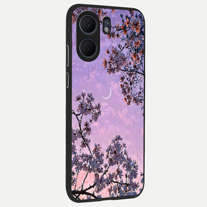  Purple Serenity Moon back cover For Oppo A5x 5G slim fit glass case with vibrant aesthetic design