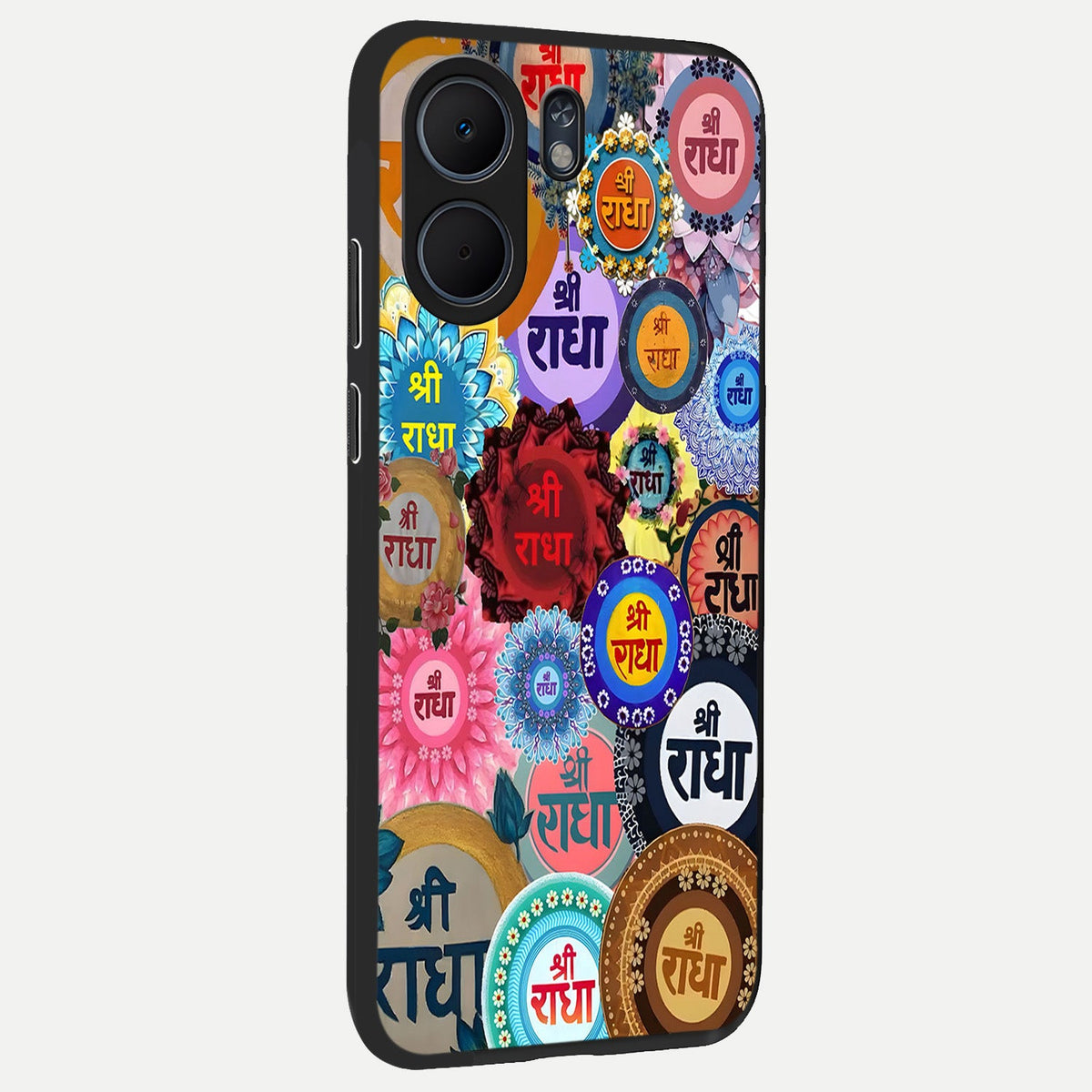  Radha Divine Bloom back cover For Oppo A5x 5G slim fit glass case with vibrant aesthetic design