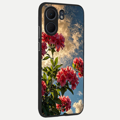  Red Bloom Skies back cover For Oppo A5x 5G slim fit glass case with vibrant aesthetic design