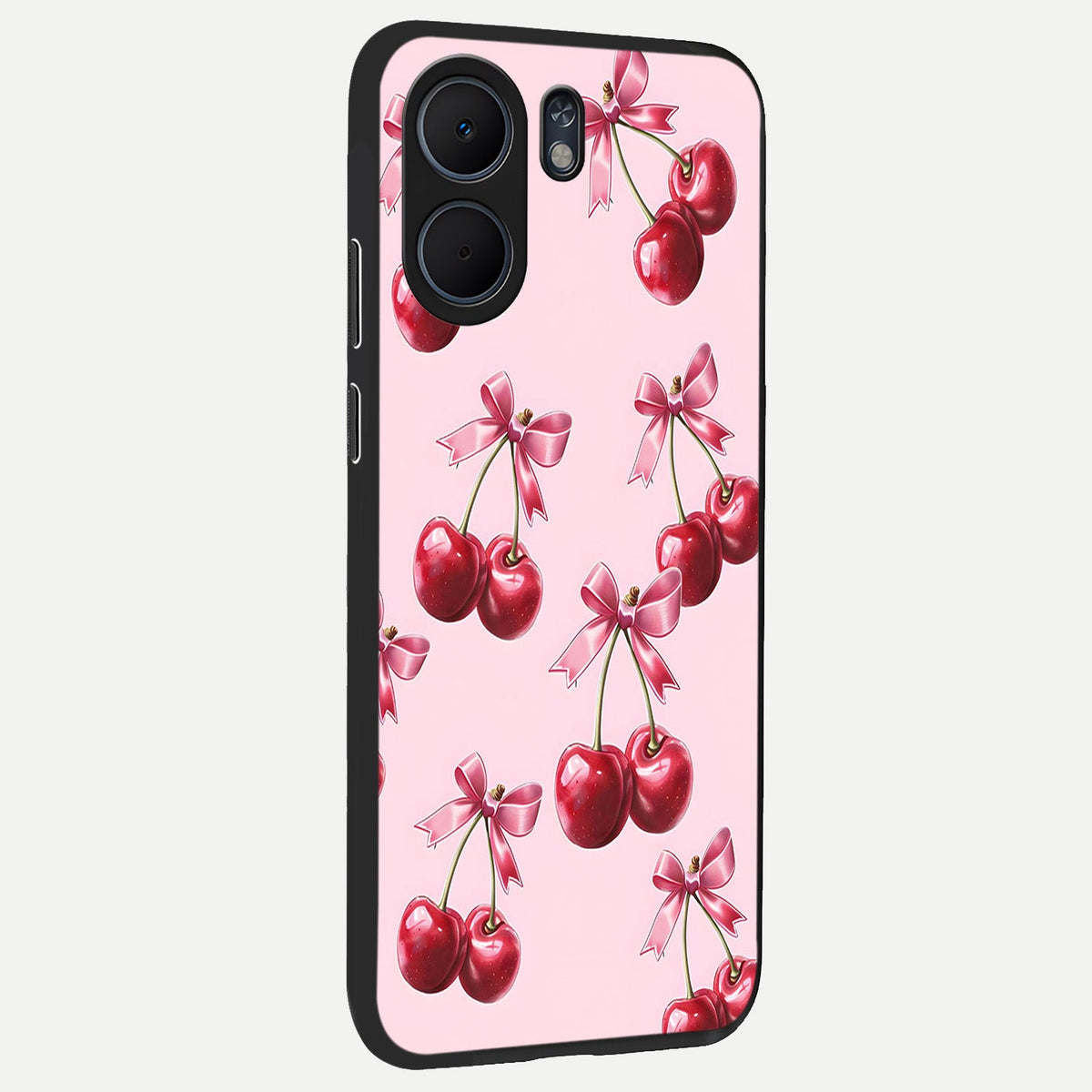  Red Cherries Pattern back cover For Oppo A5x 5G slim fit glass case with vibrant aesthetic design
