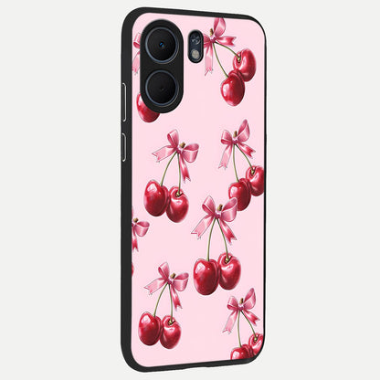  Red Cherries Pattern back cover For Oppo A5x 5G slim fit glass case with vibrant aesthetic design