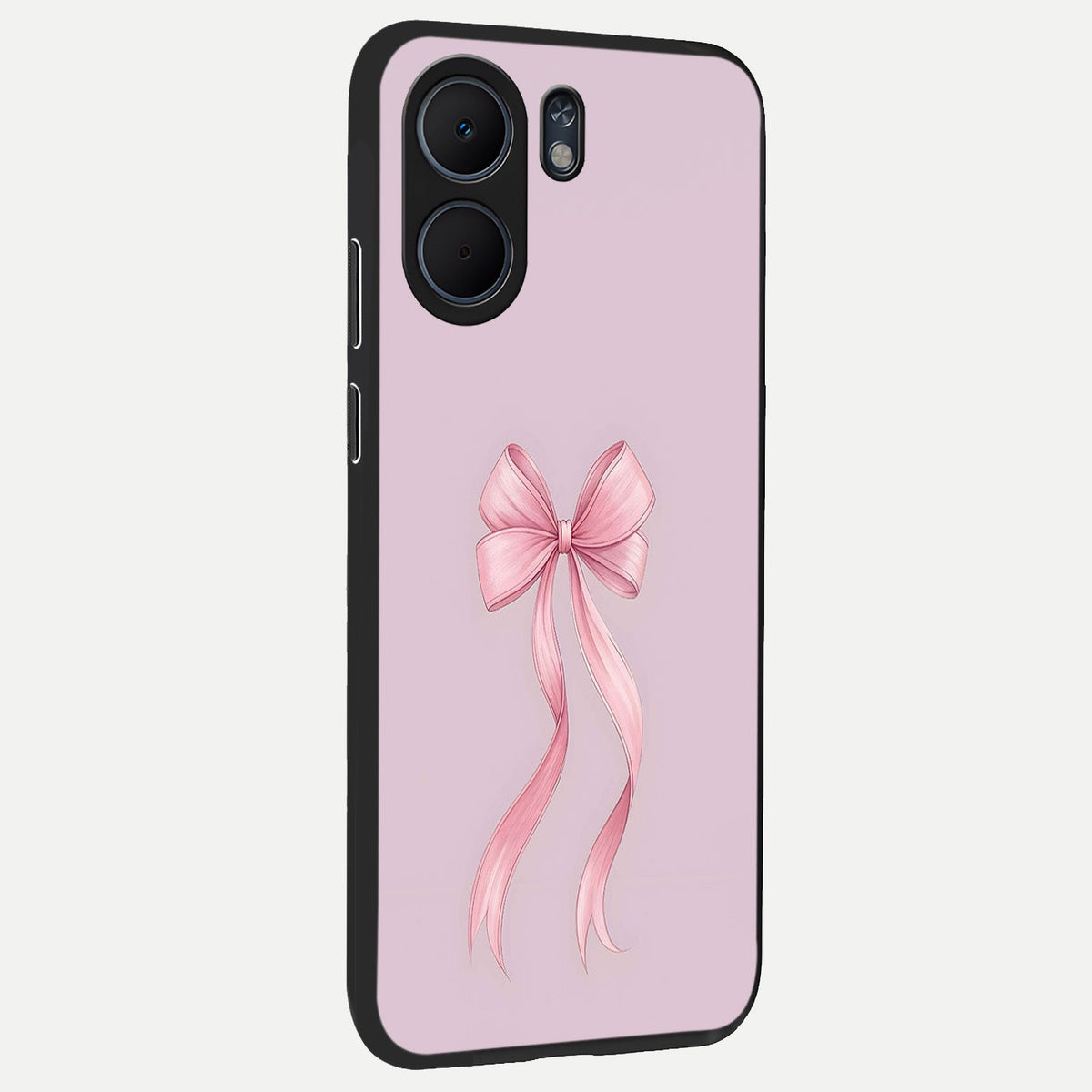  Soft Blush Bow back cover For Oppo A5x 5G slim fit glass case with vibrant aesthetic design