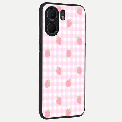  Strawberry Picnic Love back cover For Oppo A5x 5G slim fit glass case with vibrant aesthetic design
