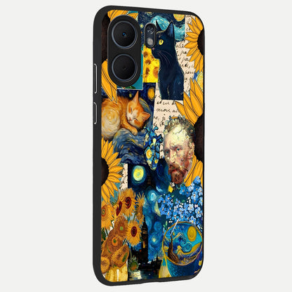 Sunflower Chic Mood Custom Name back cover For Oppo A5x 5G slim fit glass case with vibrant aesthetic design