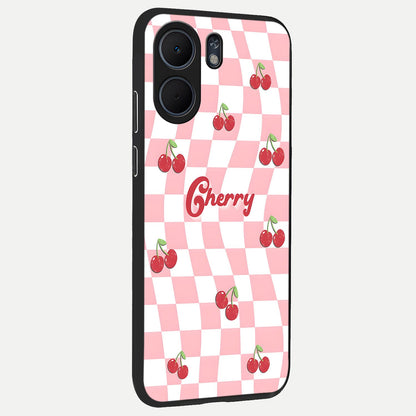  Sweet Cherry Vibes back cover For Oppo A5x 5G slim fit glass case with vibrant aesthetic design