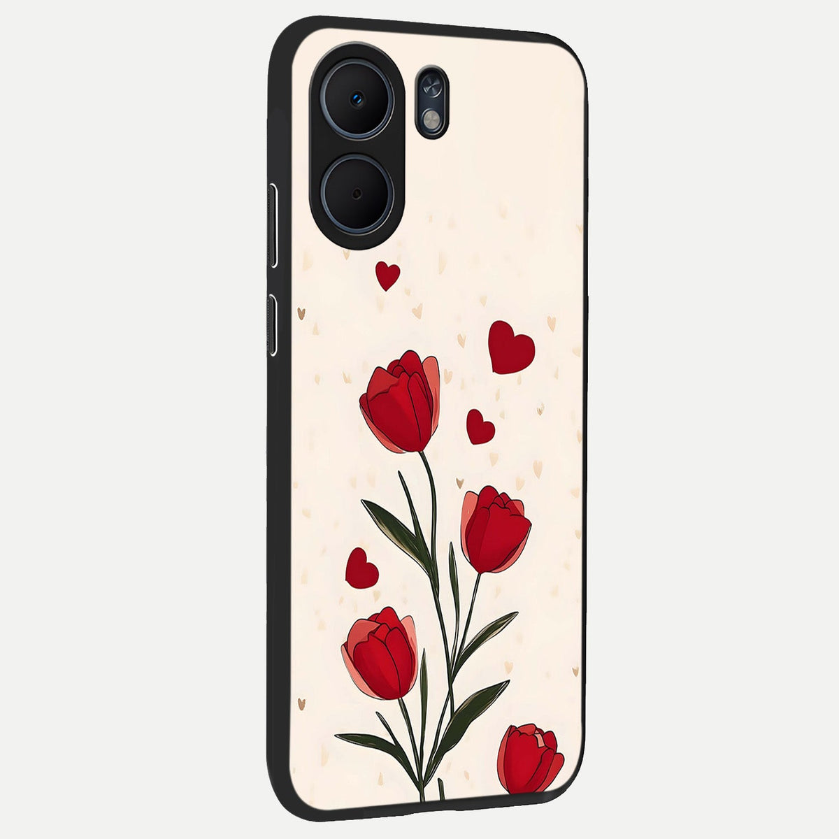  Tulip With Heart back cover For Oppo A5x 5G slim fit glass case with vibrant aesthetic design