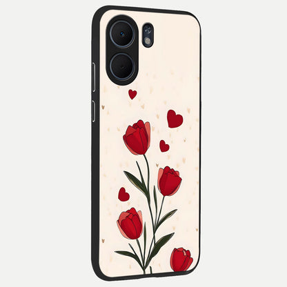  Tulip With Heart back cover For Oppo A5x 5G slim fit glass case with vibrant aesthetic design