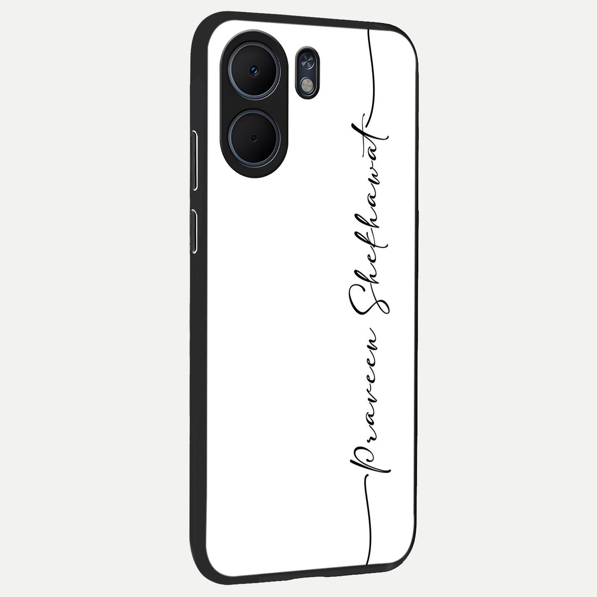  White Tune Custom Name back cover For Oppo A5x 5G slim fit personalized glass case with aesthetic design