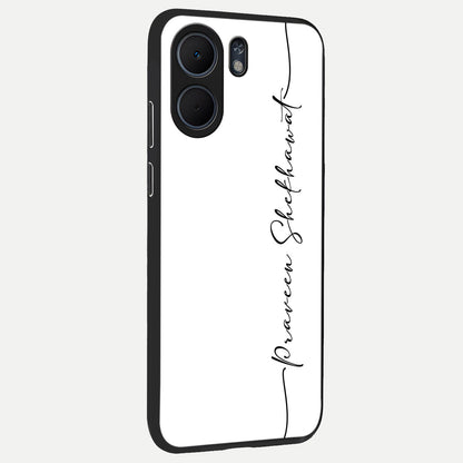  White Tune Custom Name back cover For Oppo A5x 5G slim fit personalized glass case with aesthetic design