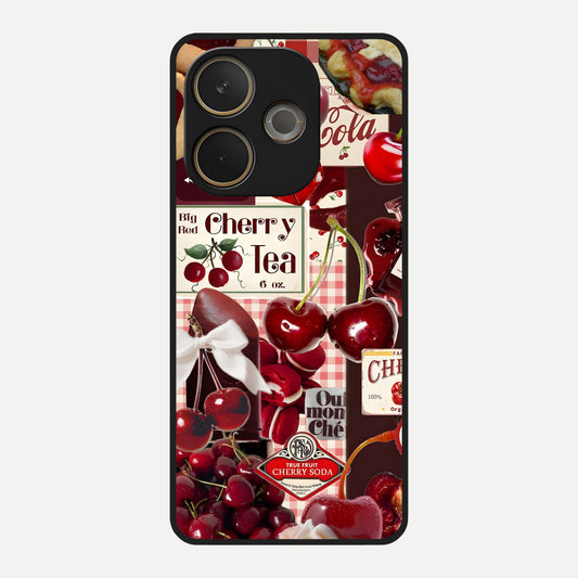  Aesthetic Cherry Tea Glass Case For Oppo A5 Pro back cover – full design glossy printed glass finish
