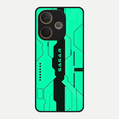  Aqua Tech CYBERPUNK Custom Name Glass Case For Oppo A5 Pro back cover – full design glossy printed glass finish