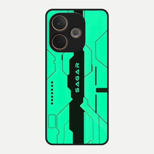  Aqua Tech CYBERPUNK Custom Name Glass Case For Oppo A5 Pro back cover – full design glossy printed glass finish