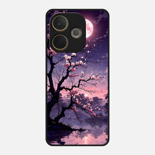  Blossom Pink Moon Glass Case For Oppo A5 Pro back cover – full design glossy printed glass finish