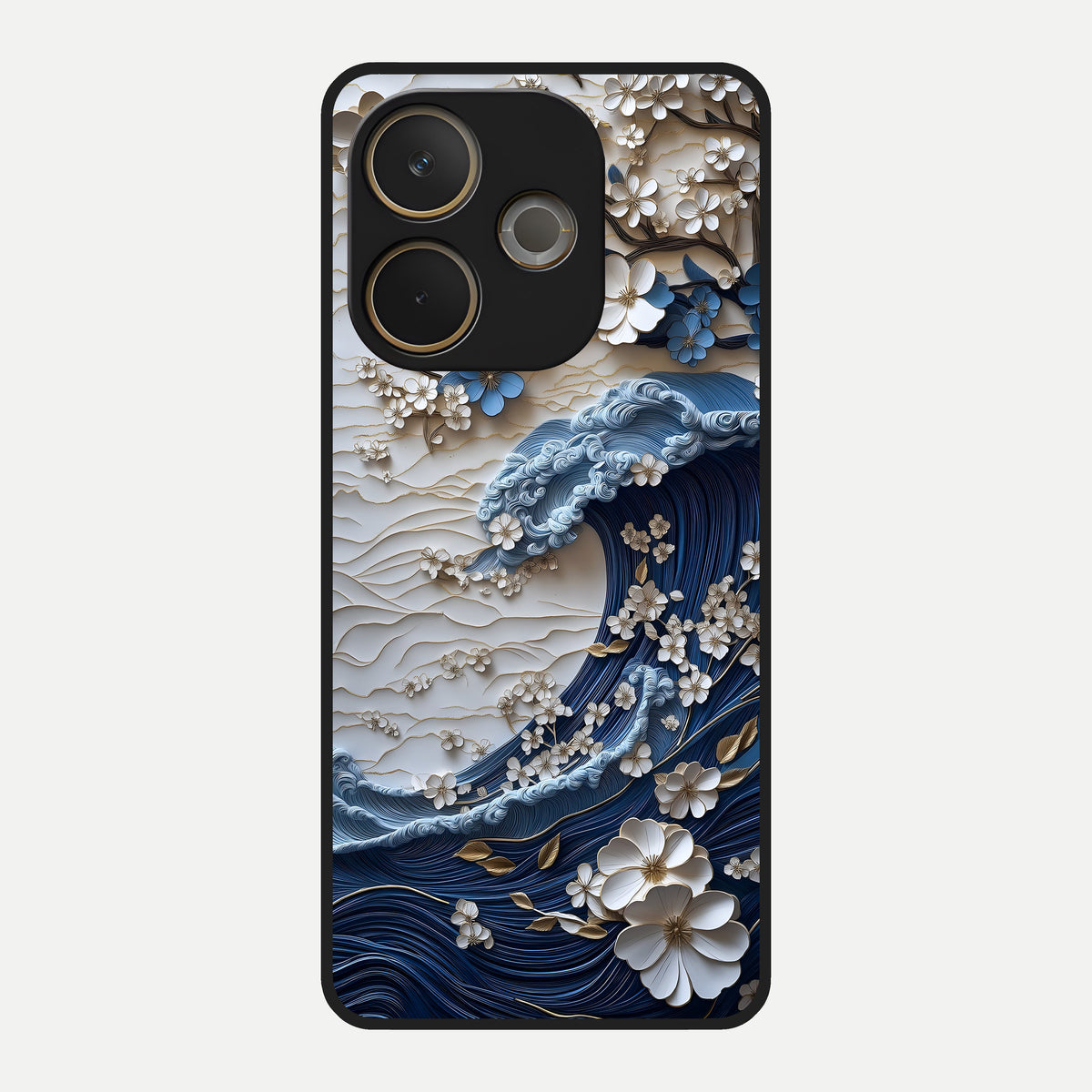  Blossom Wave Art Glass Case For Oppo A5 Pro back cover – full design glossy printed glass finish