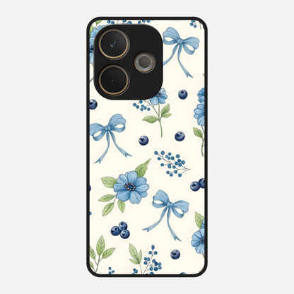  Blue Flower And Bow Glass Case For Oppo A5 Pro back cover – full design glossy printed glass finish