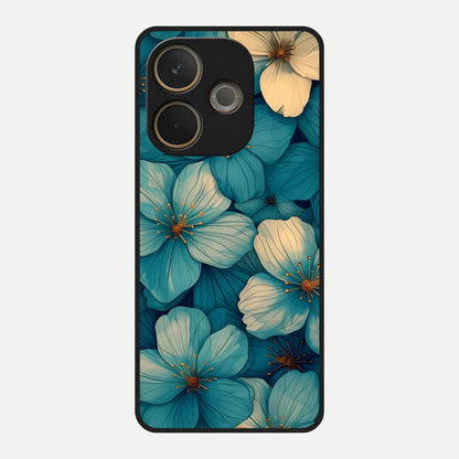  Blue Shade Floral Glass Case For Oppo A5 Pro back cover – full design glossy printed glass finish