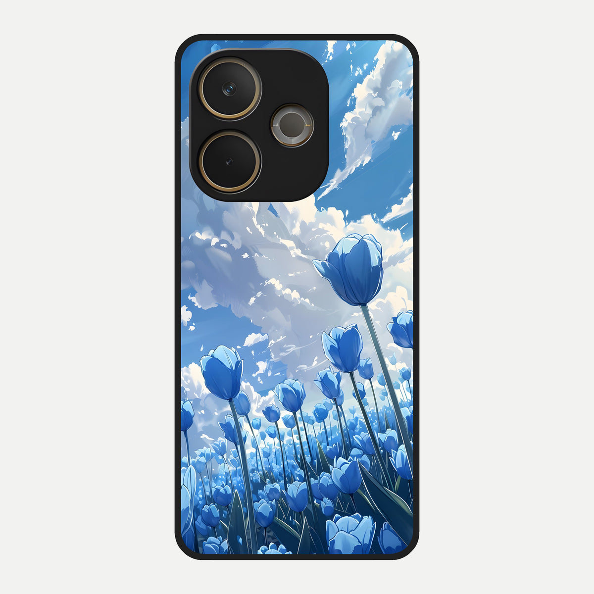  Blue Tulip Clouds Glass Case For Oppo A5 Pro back cover – full design glossy printed glass finish