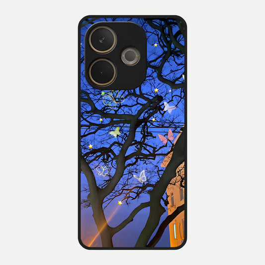  Butterfly Night Magic Glass Case For Oppo A5 Pro back cover – full design glossy printed glass finish