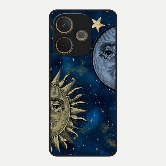  Celestial Moon With Sun Glass Case For Oppo A5 Pro back cover – full design glossy printed glass finish