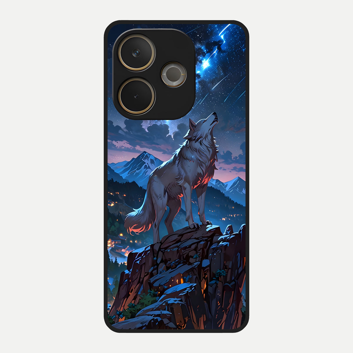  Celestial Wolf Howl Glass Case For Oppo A5 Pro back cover – full design glossy printed glass finish