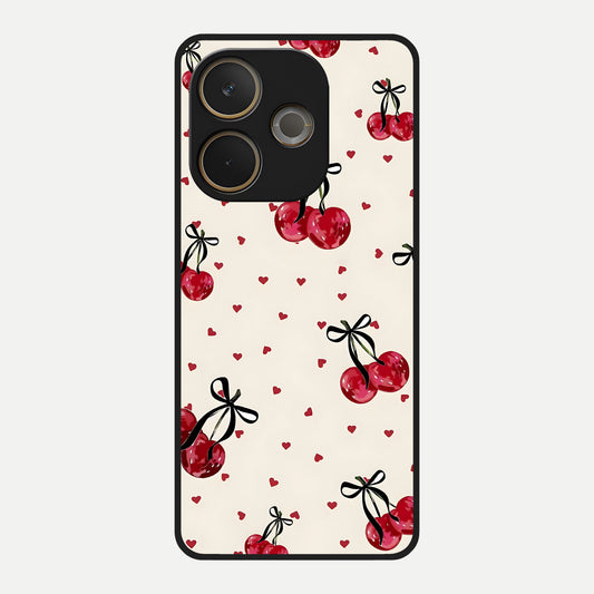  Cherry Heart Bow Glass Case For Oppo A5 Pro back cover – full design glossy printed glass finish
