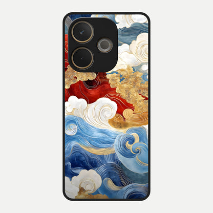  Colored Waves Glass Case For Oppo A5 Pro back cover – full design glossy printed glass finish
