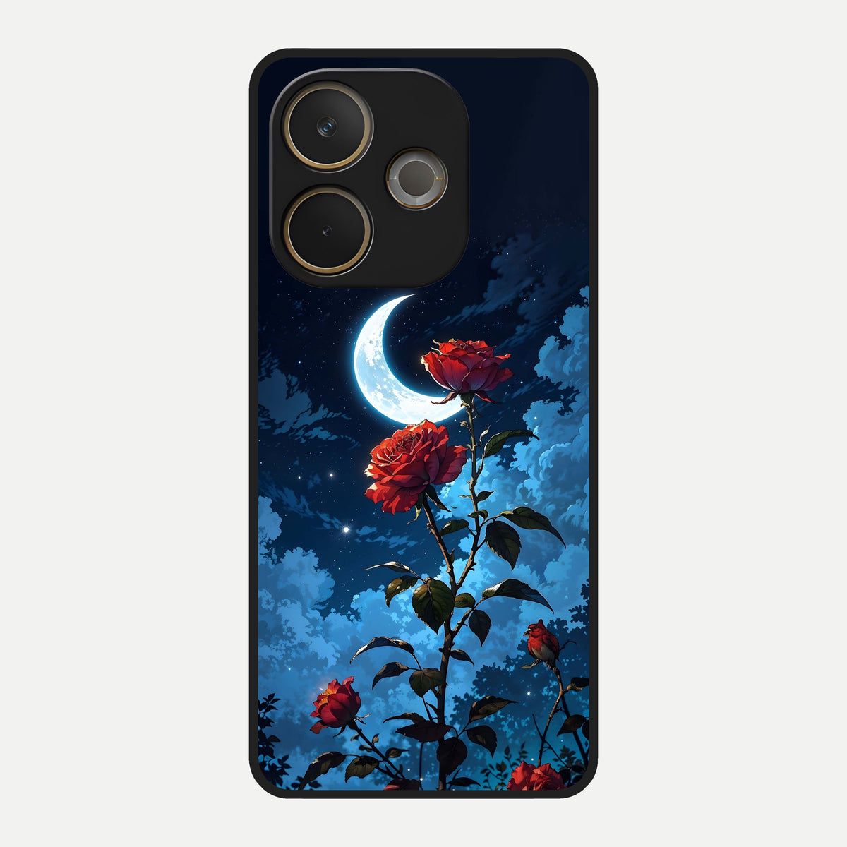  Crimson Rose Moon Glass Case For Oppo A5 Pro back cover – full design glossy printed glass finish