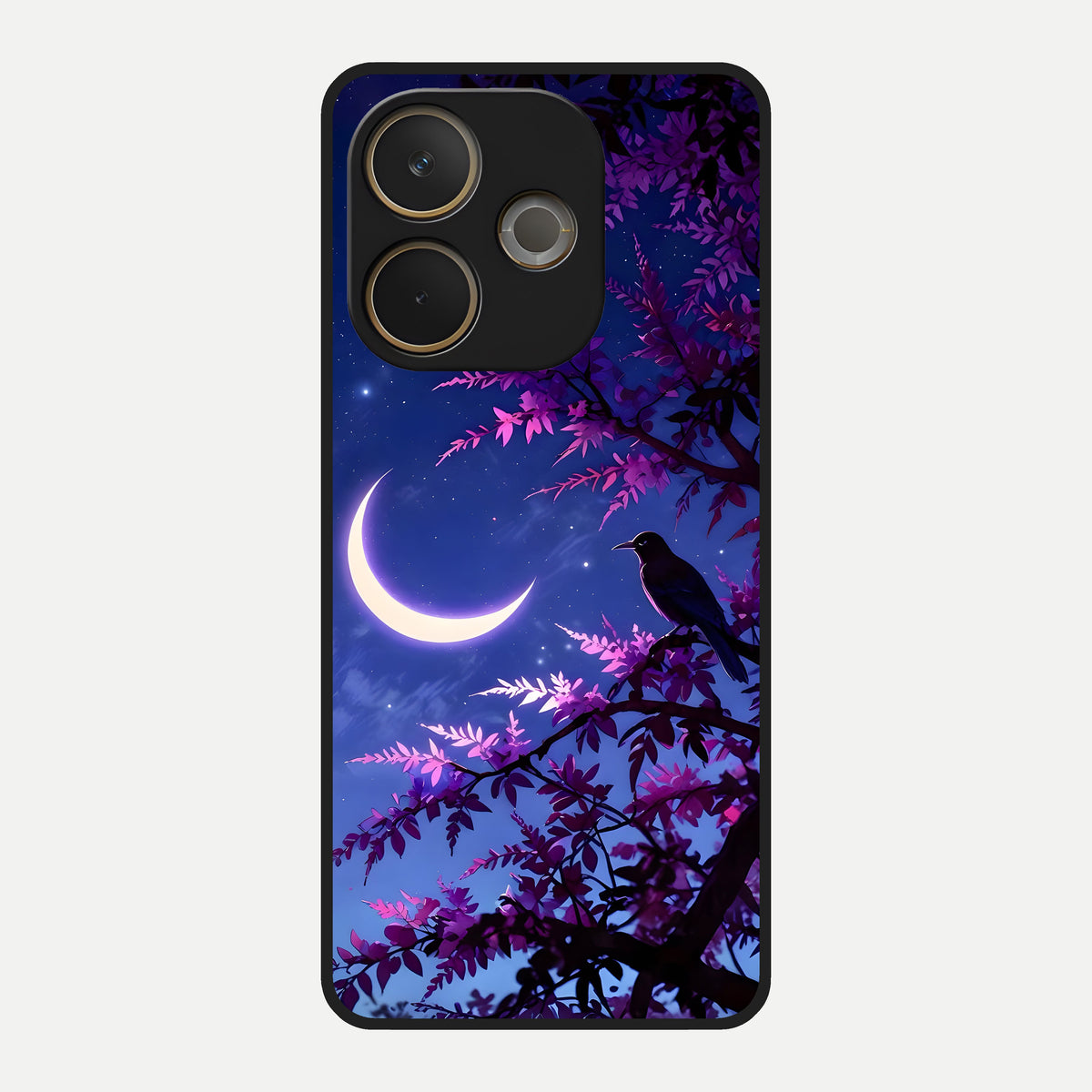  Crow And Moon Scenery Glass Case For Oppo A5 Pro back cover – full design glossy printed glass finish