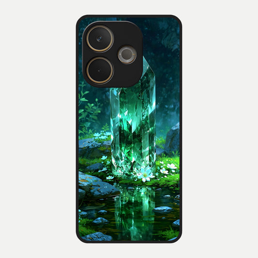  Emerald Light Crystal Glass Case For Oppo A5 Pro back cover – full design glossy printed glass finish