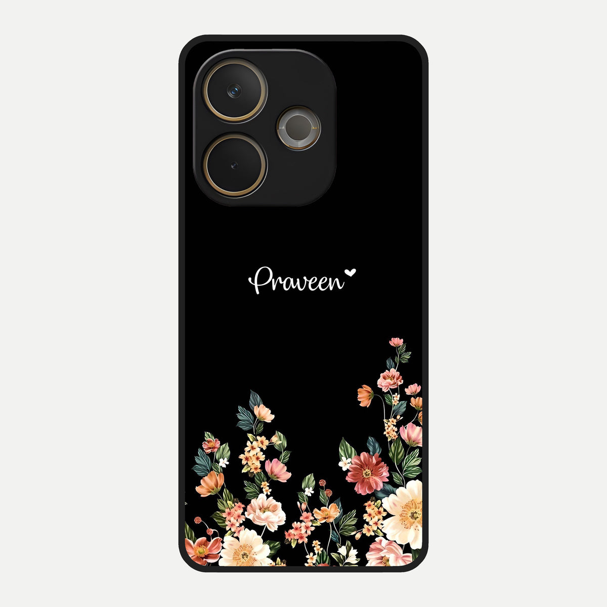  Floral Design Personalized Custom Name Glass Case For Oppo A5 Pro back cover – full design glossy printed glass finish
