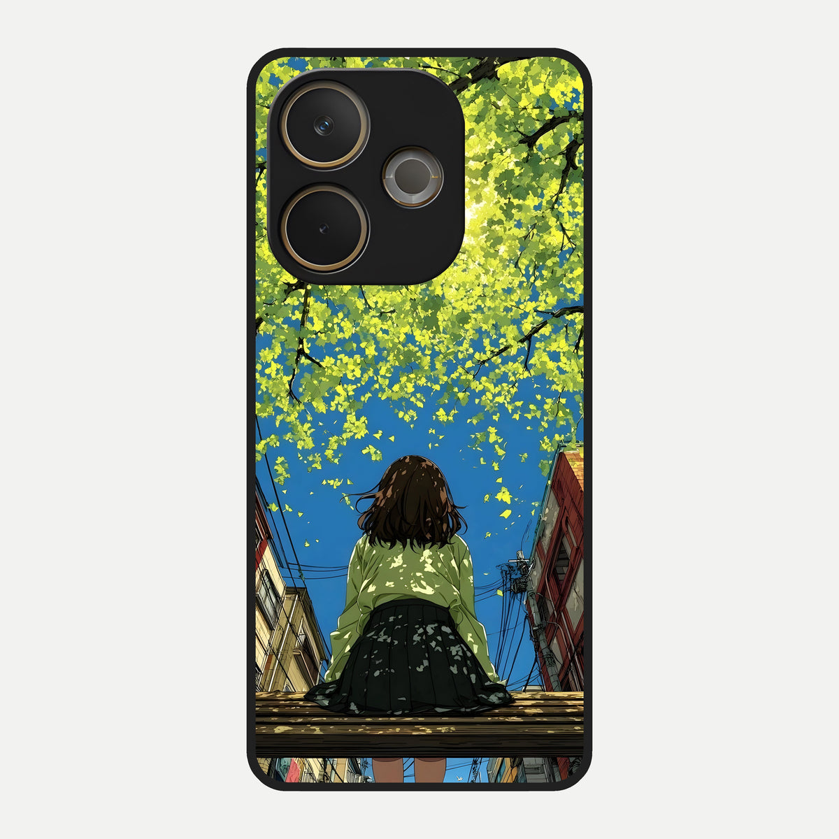  Golden Leaves Glow Glass Case For Oppo A5 Pro back cover – full design glossy printed glass finish