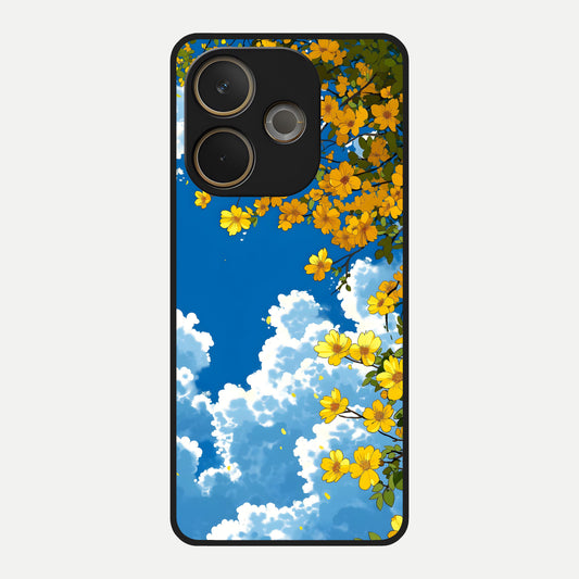  Golden Petal Sky Glass Case For Oppo A5 Pro back cover – full design glossy printed glass finish