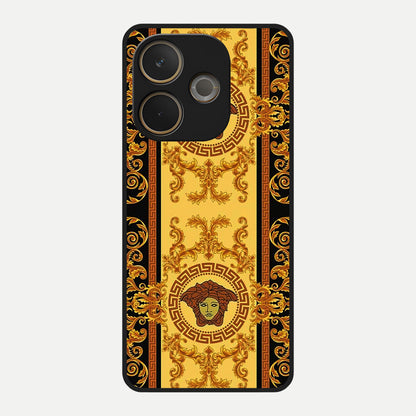  Golden Royal Heritage Glass Case For Oppo A5 Pro back cover – full design glossy printed glass finish