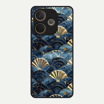  Golden Wave Luxe Glass Case For Oppo A5 Pro back cover – full design glossy printed glass finish